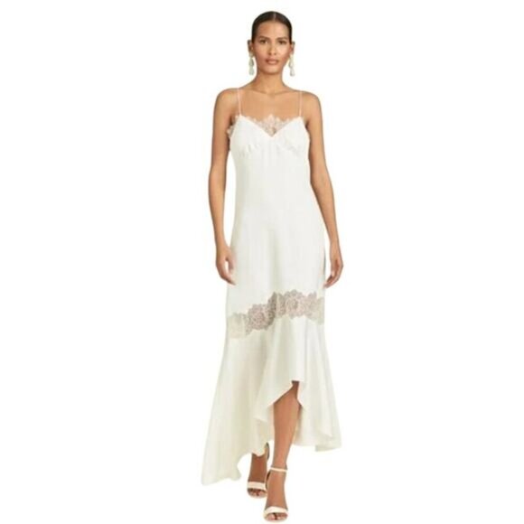 NWT SACHIN + BABI Dress Evening Gown Candace Lace Cream Ivory Hi Low 0 - Picture 1 of 12